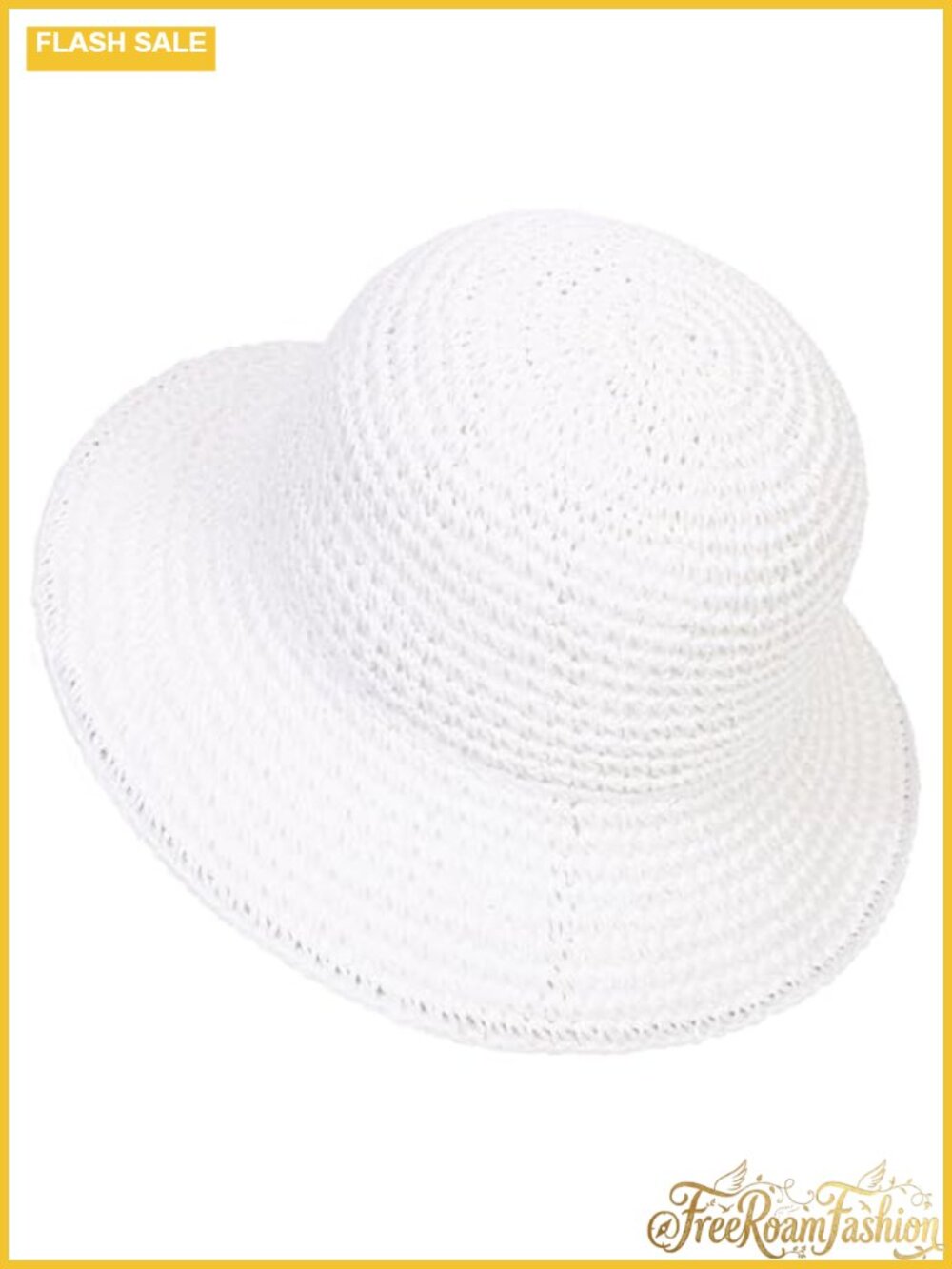 Handmade Crochet Straw Sun Hat Foldable Travel Summer Bucket Cap